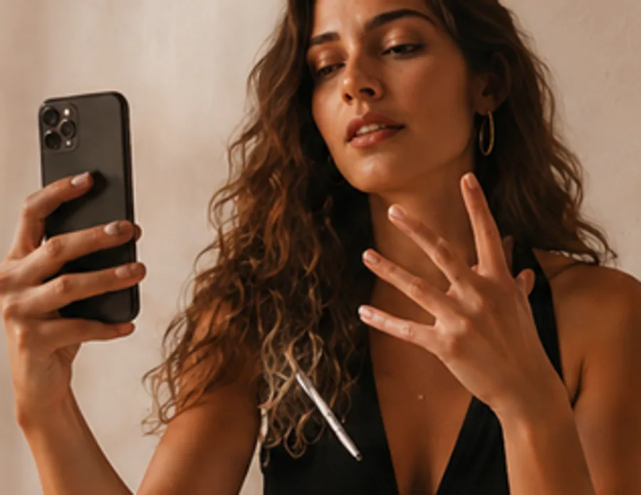 Mujer haciéndose un selfie con el móvil
